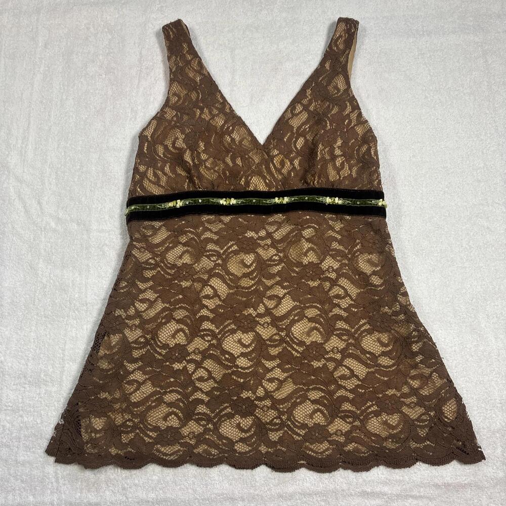 y2k brown lace fairy core top